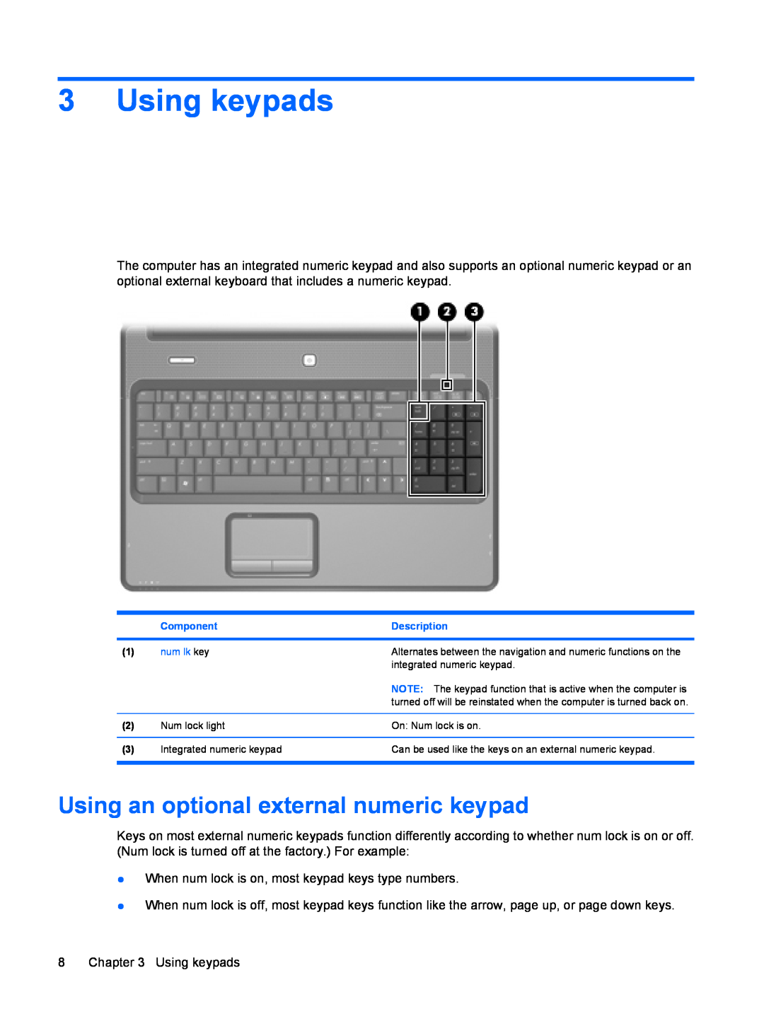 HP A931NR, A930XX, A918CA, A924CA, A913CL, A916NR, A909US, A910CA manual Using keypads, Using an optional external numeric keypad 