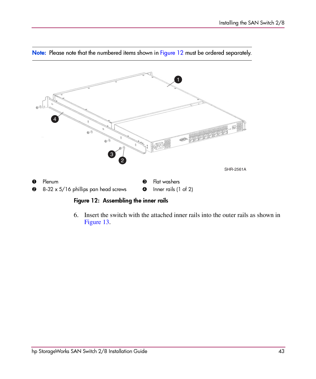 HP AA-RSB6B-TE manual Assembling the inner rails 