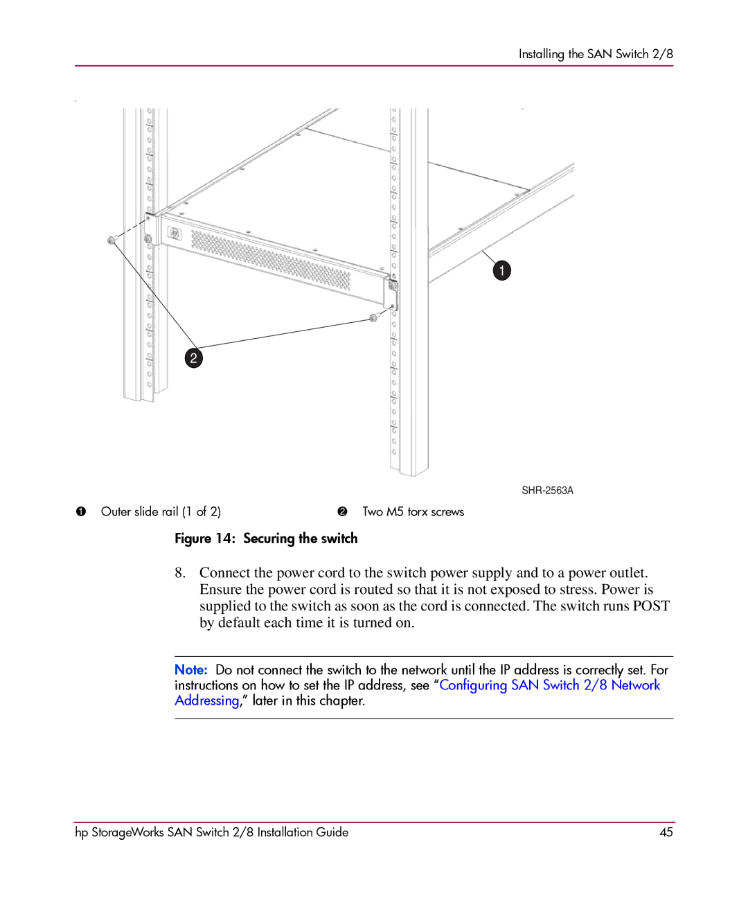 HP AA-RSB6B-TE manual Securing the switch 