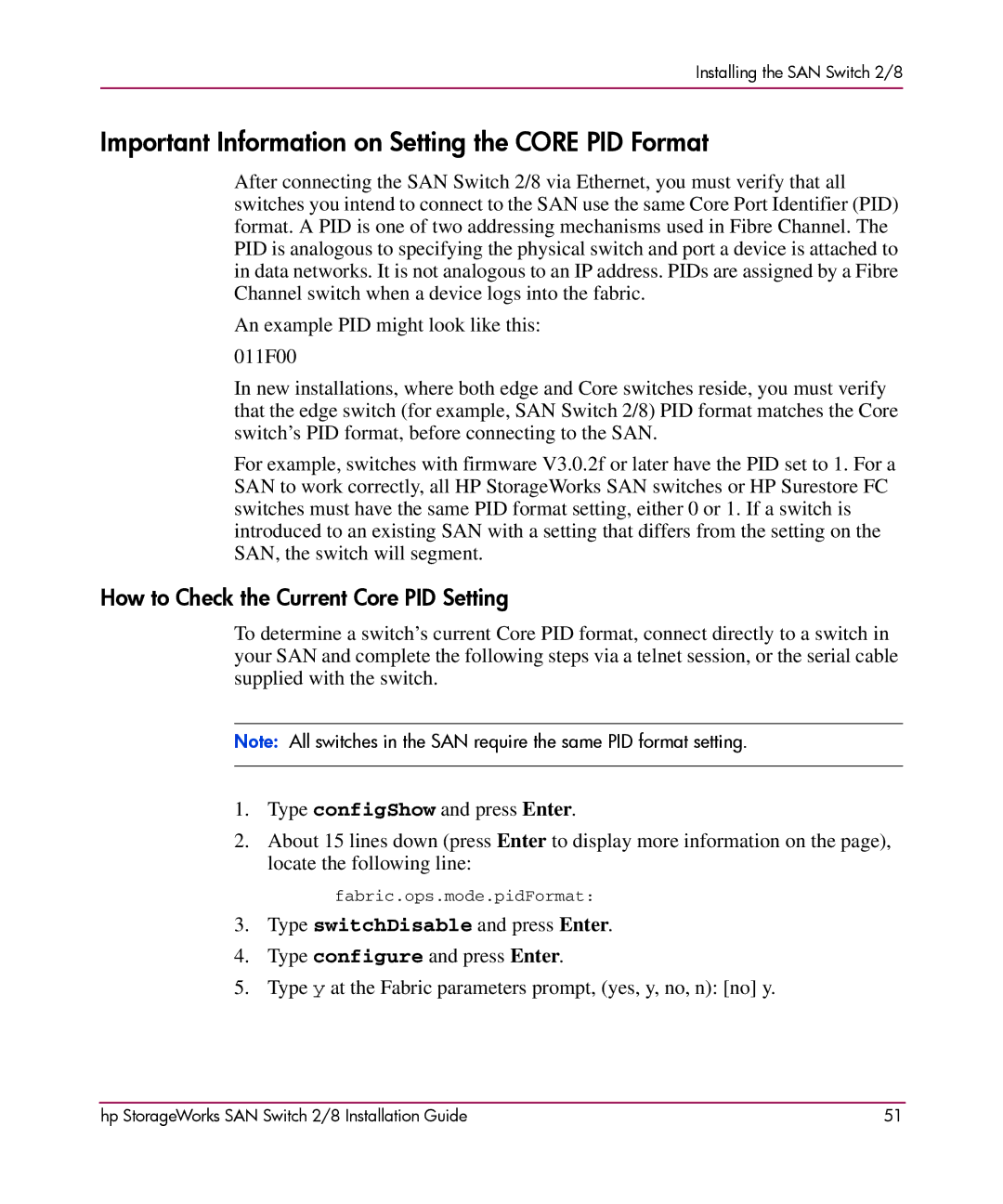 HP AA-RSB6B-TE manual Important Information on Setting the Core PID Format, How to Check the Current Core PID Setting 