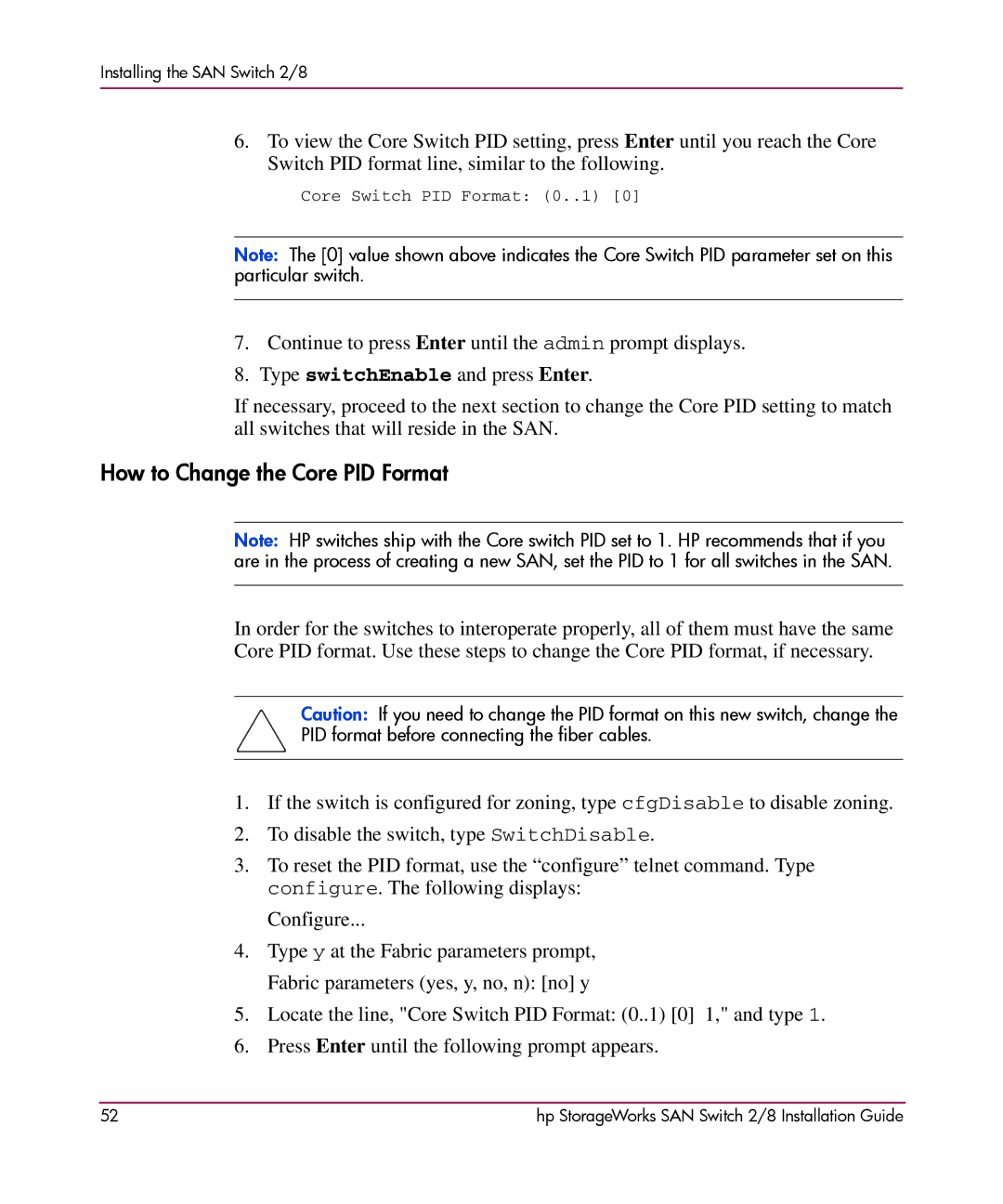 HP AA-RSB6B-TE manual How to Change the Core PID Format 