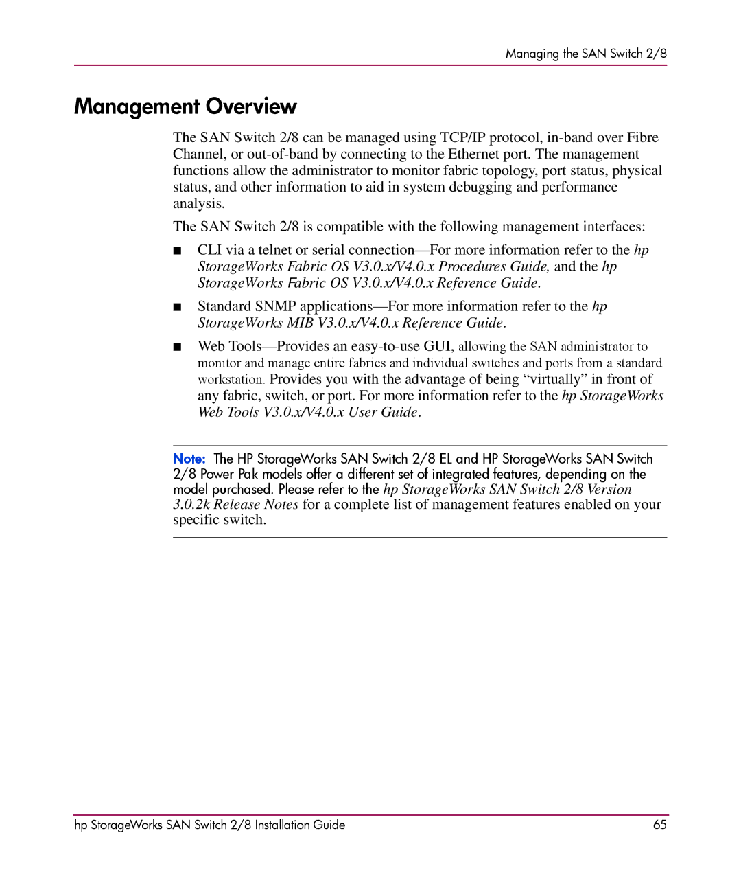 HP AA-RSB6B-TE manual Management Overview 