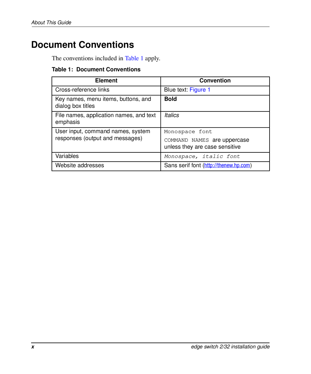 HP AA-RSTZB-TE, 958-000290-000 manual Document Conventions, Conventions included in apply 