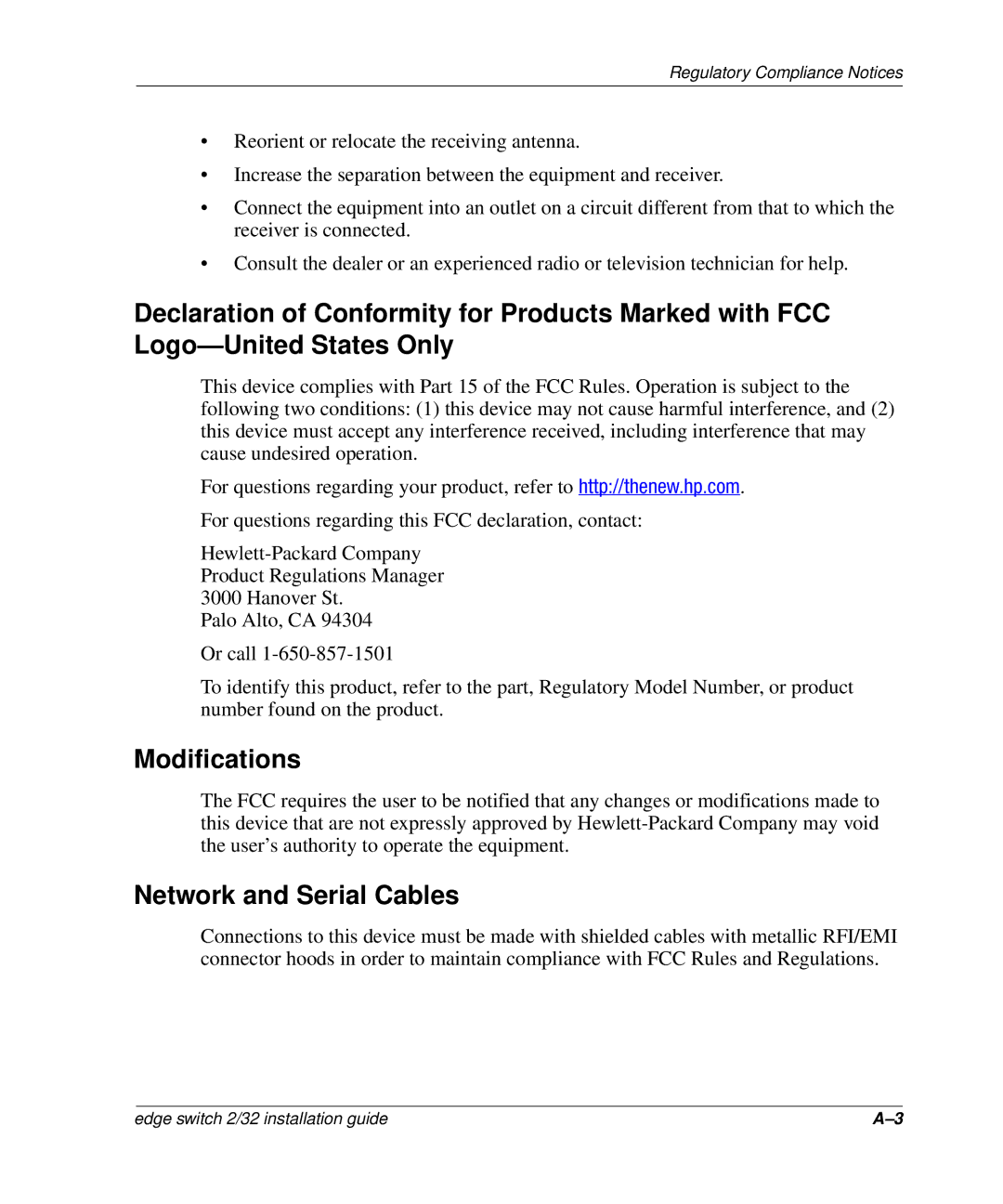 HP 958-000290-000, AA-RSTZB-TE manual Modifications, Network and Serial Cables 