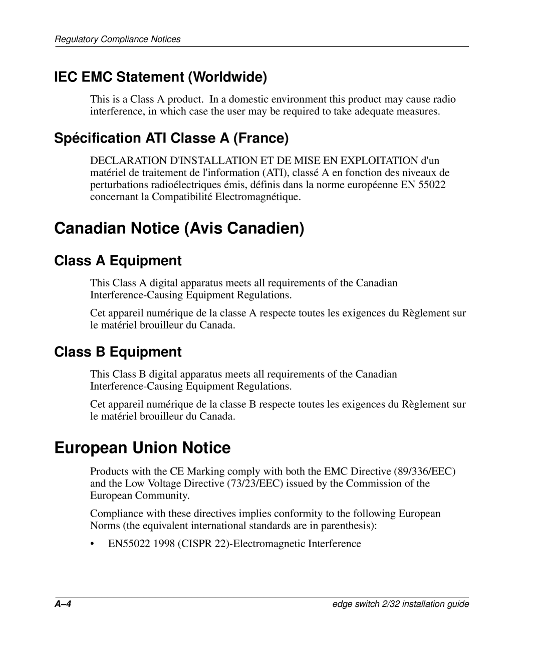 HP AA-RSTZB-TE, 958-000290-000 manual Canadian Notice Avis Canadien, European Union Notice, IEC EMC Statement Worldwide 