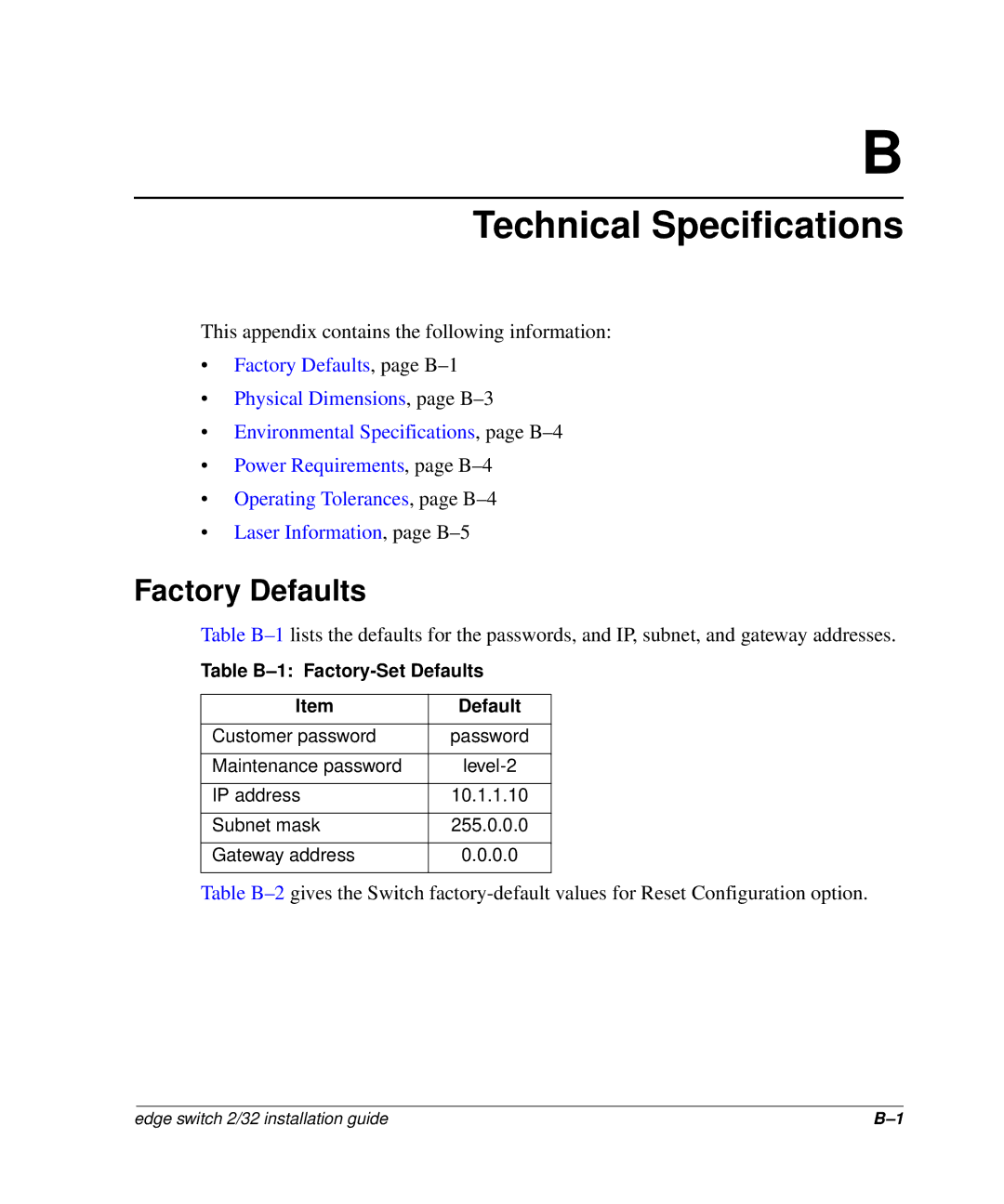 HP 958-000290-000, AA-RSTZB-TE manual Technical Specifications, Factory Defaults 