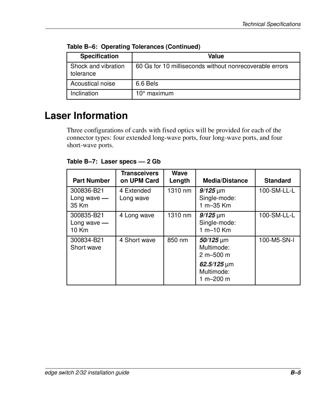 HP 958-000290-000, AA-RSTZB-TE manual Laser Information, Specification Value 