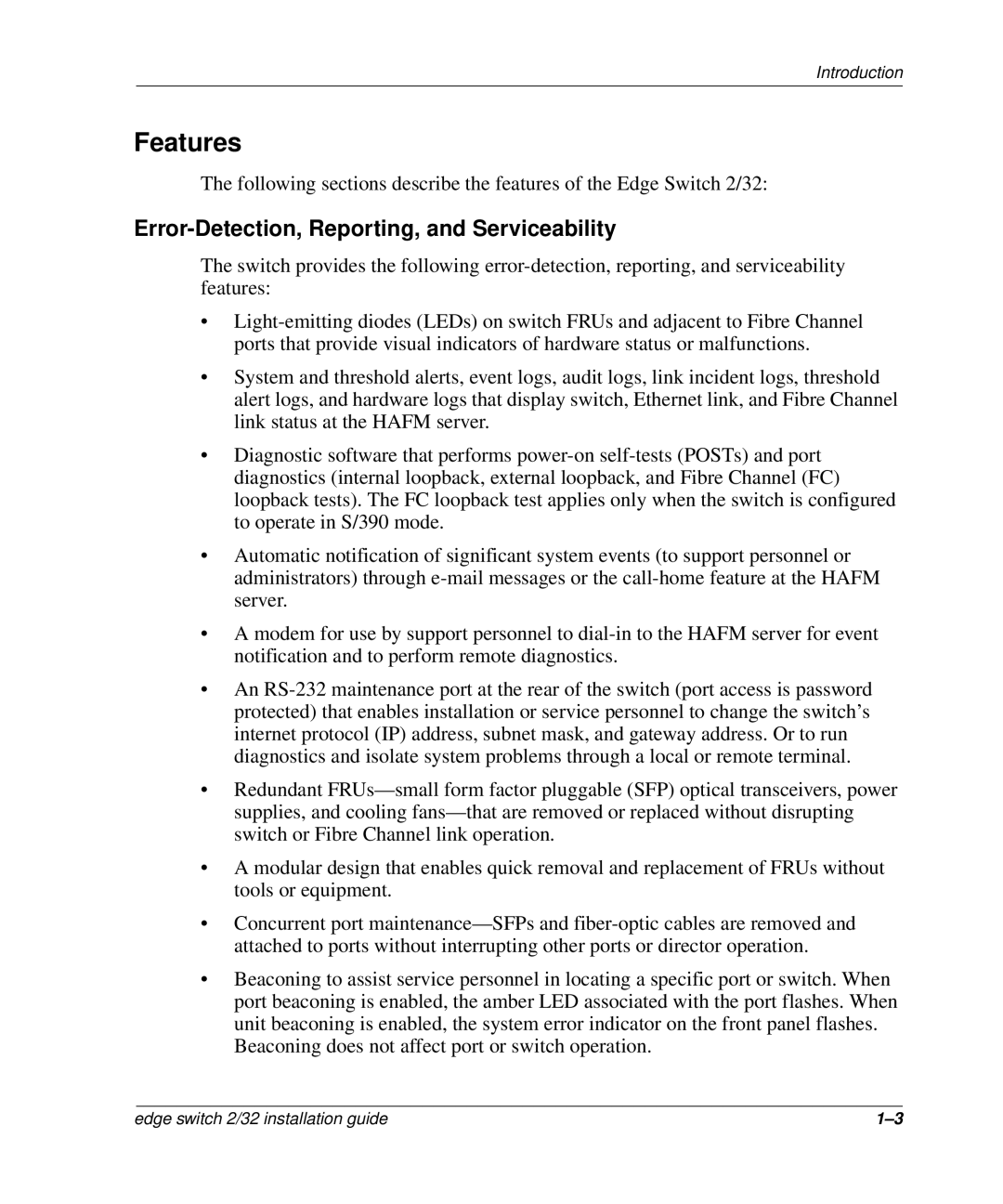 HP 958-000290-000, AA-RSTZB-TE manual Features, Error-Detection, Reporting, and Serviceability 