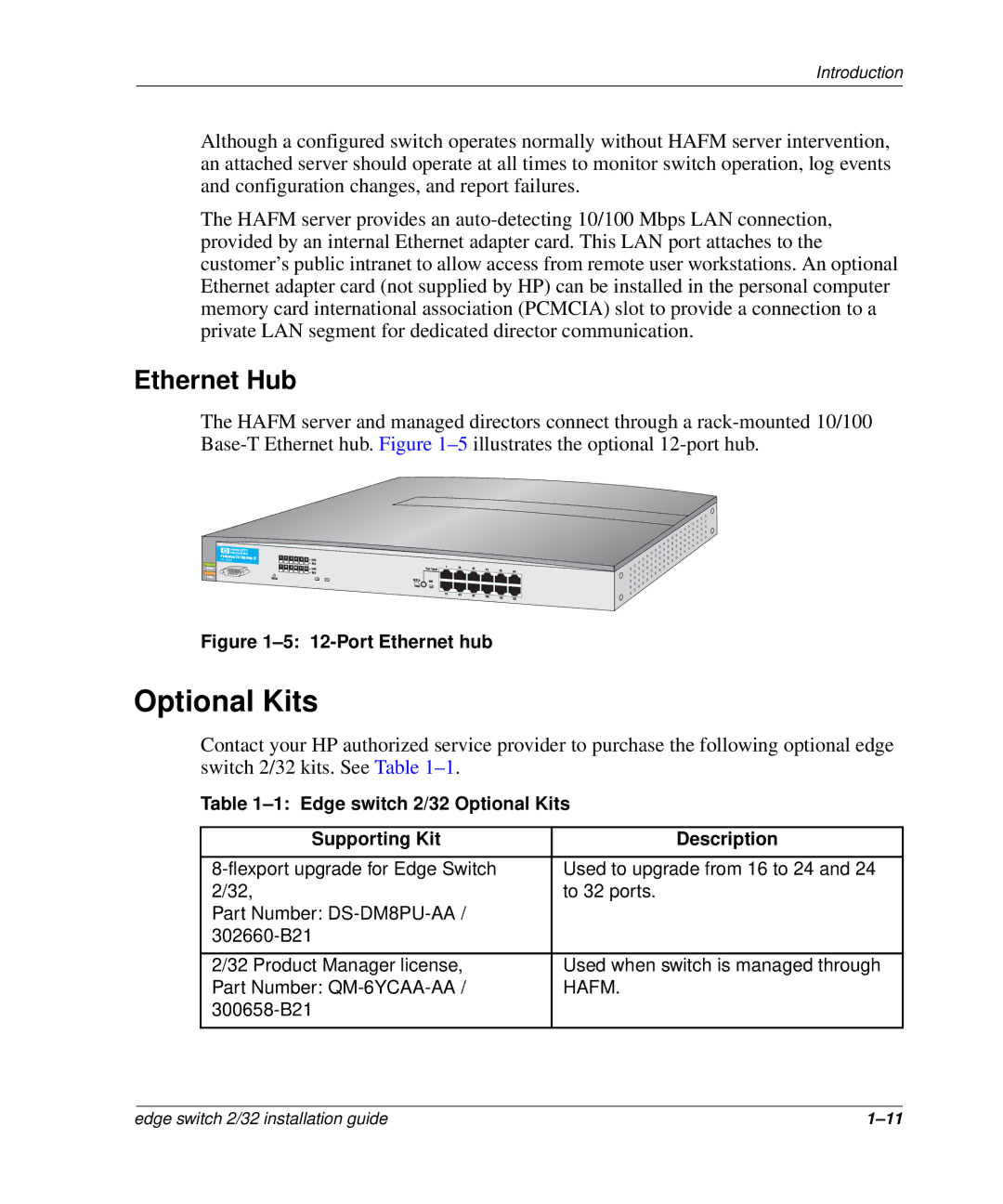 HP 958-000290-000, AA-RSTZB-TE manual Optional Kits, Ethernet Hub 