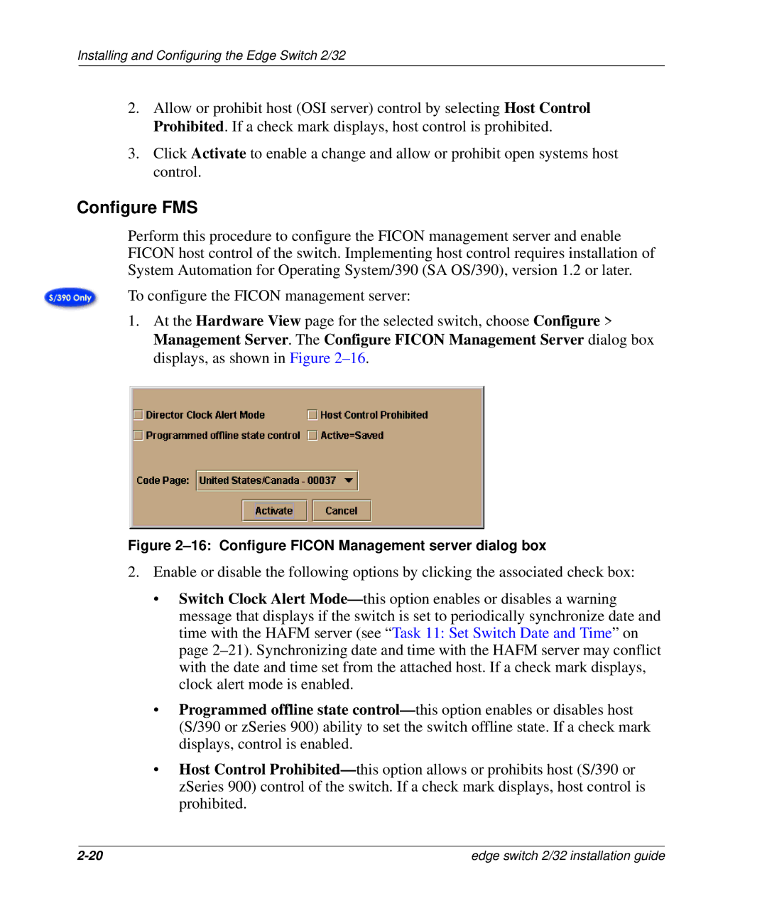 HP AA-RSTZB-TE, 958-000290-000 manual Configure FMS, Configure Ficon Management server dialog box 