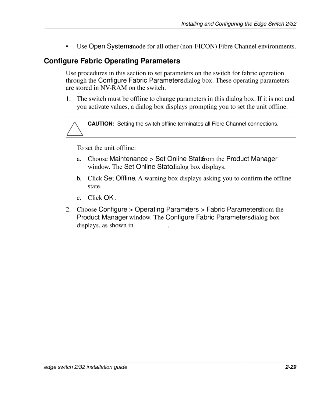 HP 958-000290-000, AA-RSTZB-TE manual Configure Fabric Operating Parameters 