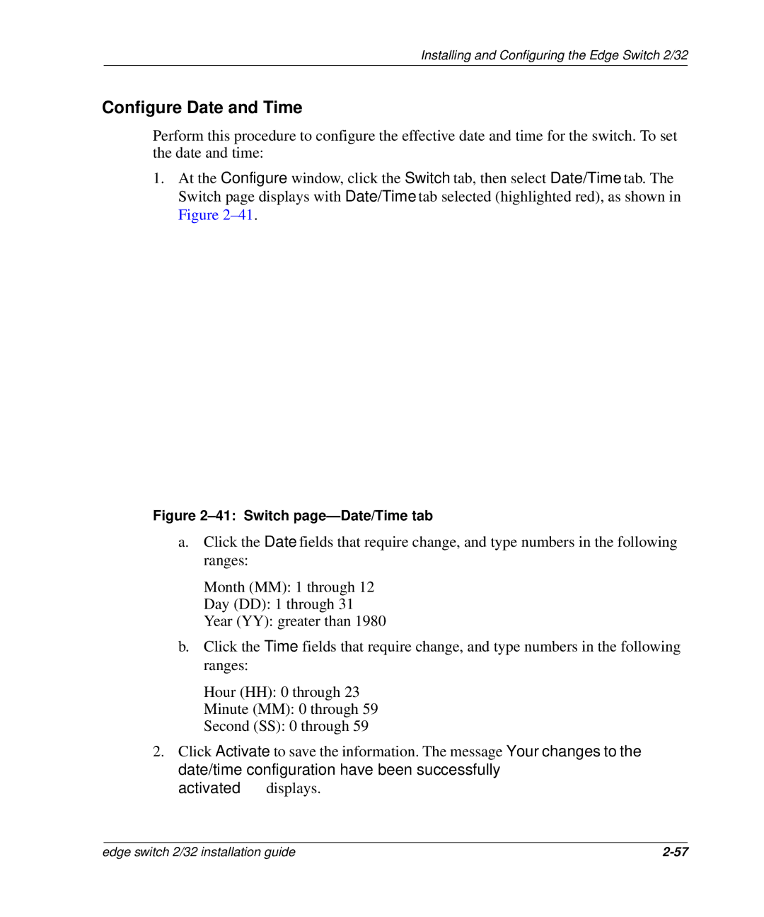 HP 958-000290-000, AA-RSTZB-TE manual Configure Date and Time, Switch page-Date/Time tab 