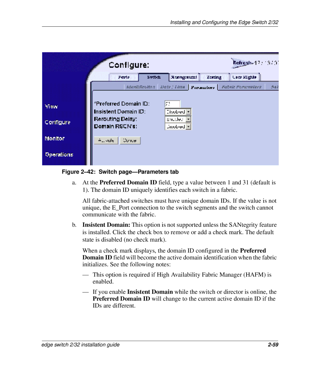 HP 958-000290-000, AA-RSTZB-TE manual Switch page-Parameters tab 