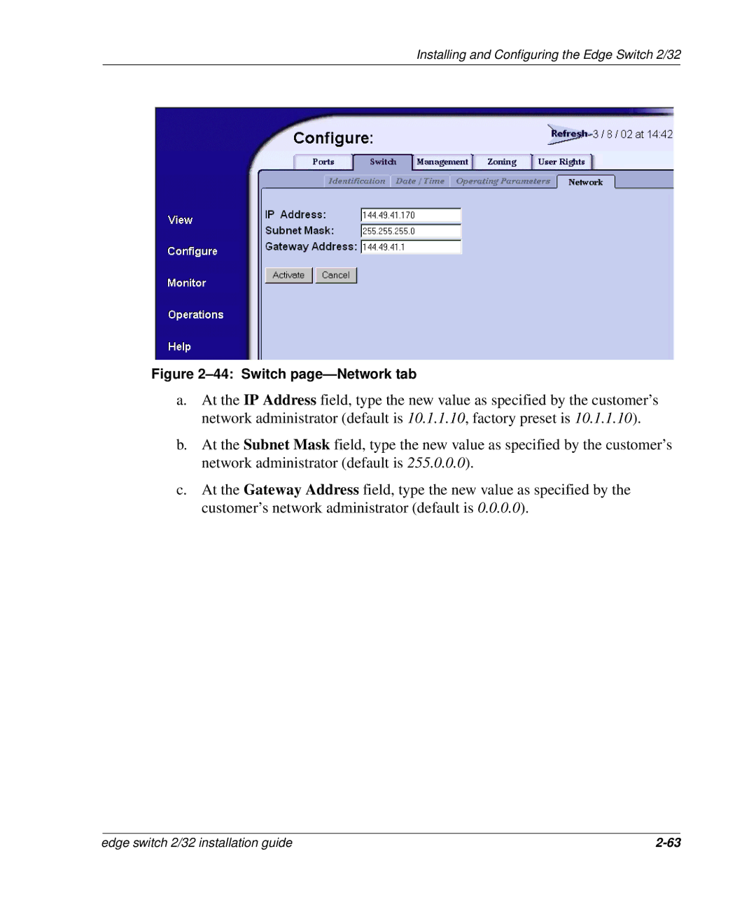 HP 958-000290-000, AA-RSTZB-TE manual Switch page-Network tab 