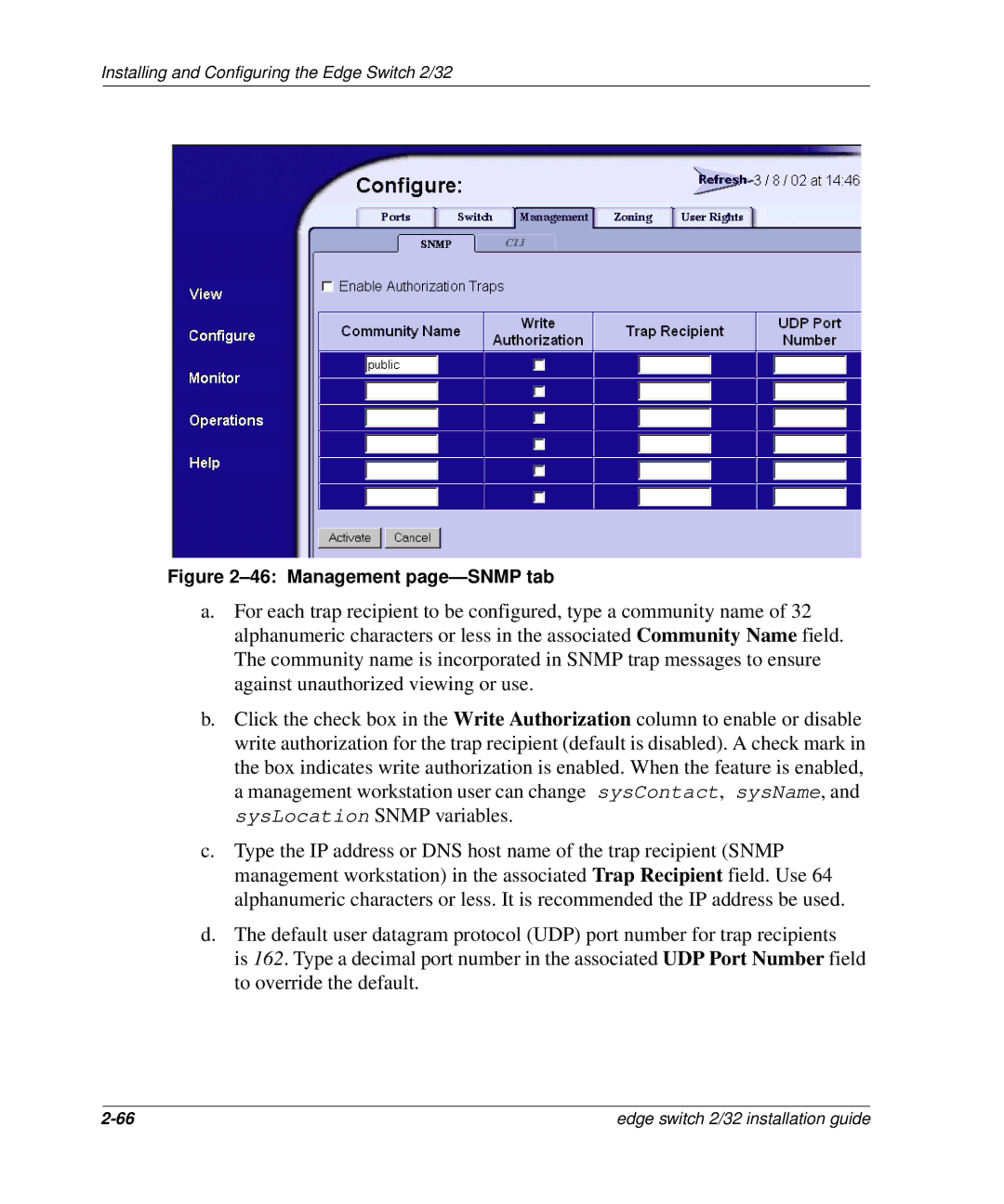 HP AA-RSTZB-TE, 958-000290-000 manual Management page-SNMP tab 