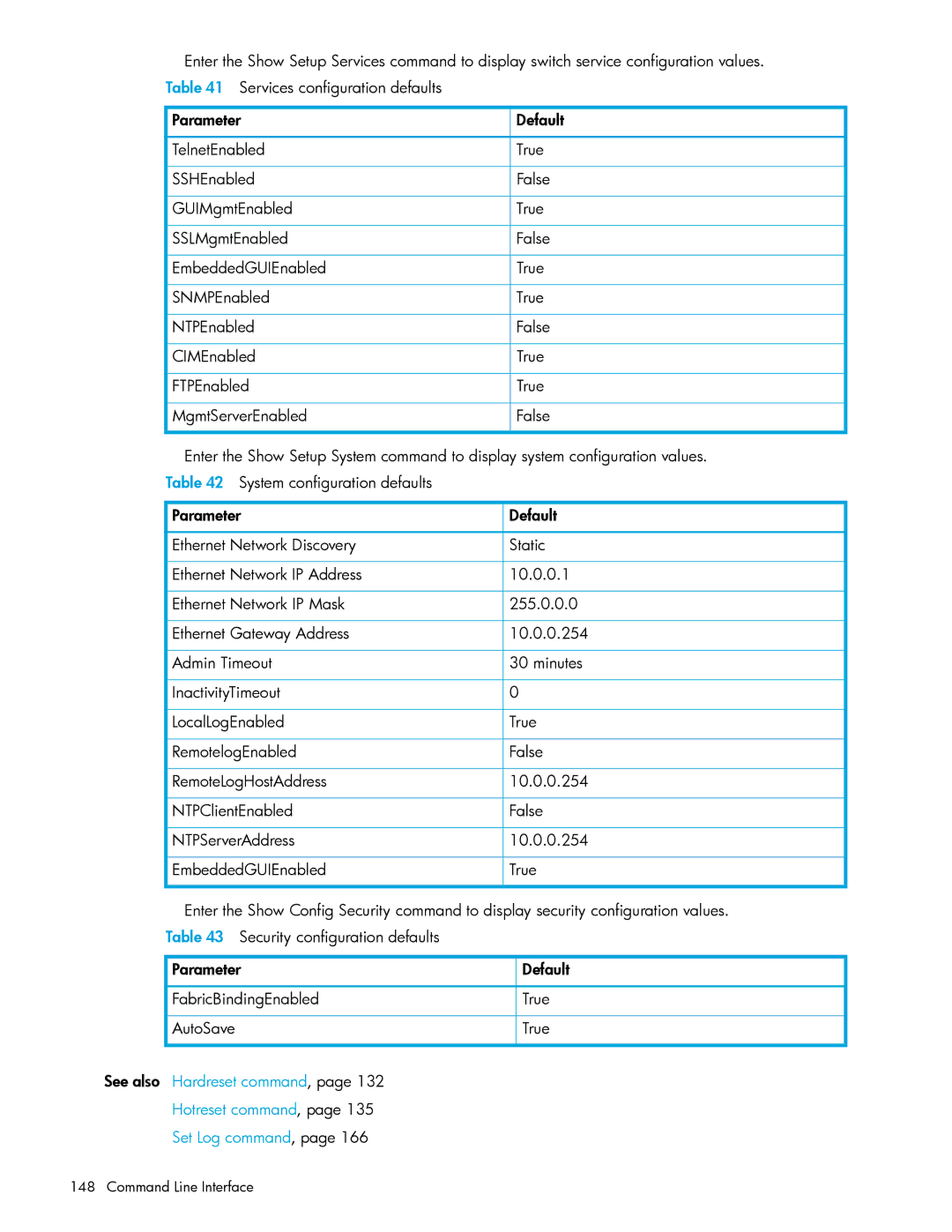 HP AA-RW20A-TE manual Hotreset command, Set Log command 