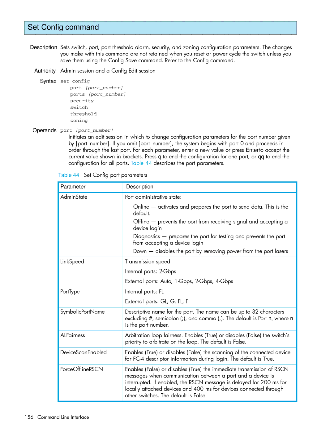 HP AA-RW20A-TE manual Set Config command 