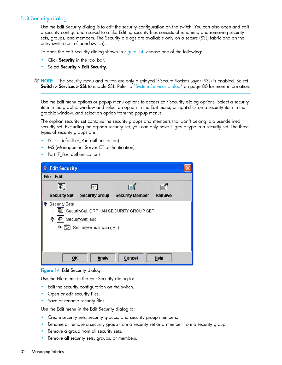 HP AA-RW20A-TE manual Edit Security dialog 