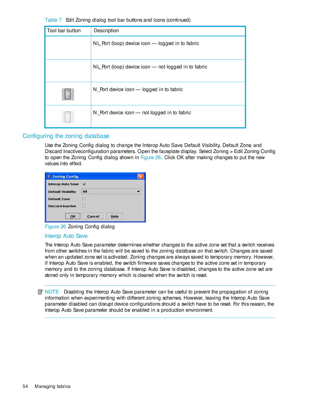 HP AA-RW20A-TE manual Configuring the zoning database, Zoning Config dialog 