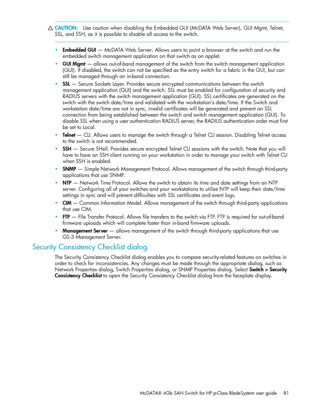 HP AA-RW20A-TE manual Security Consistency Checklist dialog 