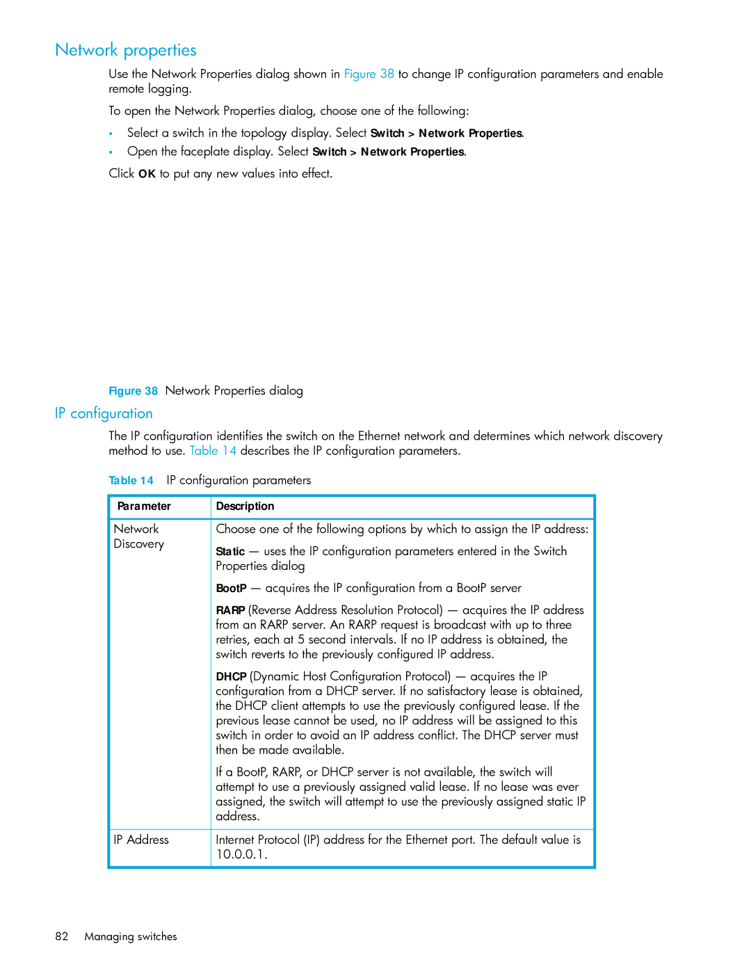 HP AA-RW20A-TE manual Network properties, IP configuration 