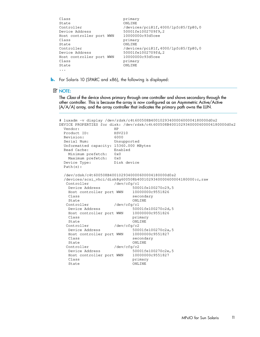 HP AA-RW7CE-TE manual For Solaris 10 Sparc and x86, the following is displayed 