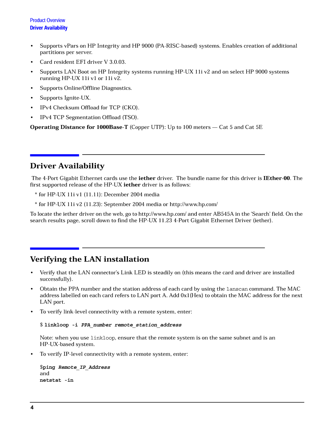 HP AB545A manual Netstat -in 