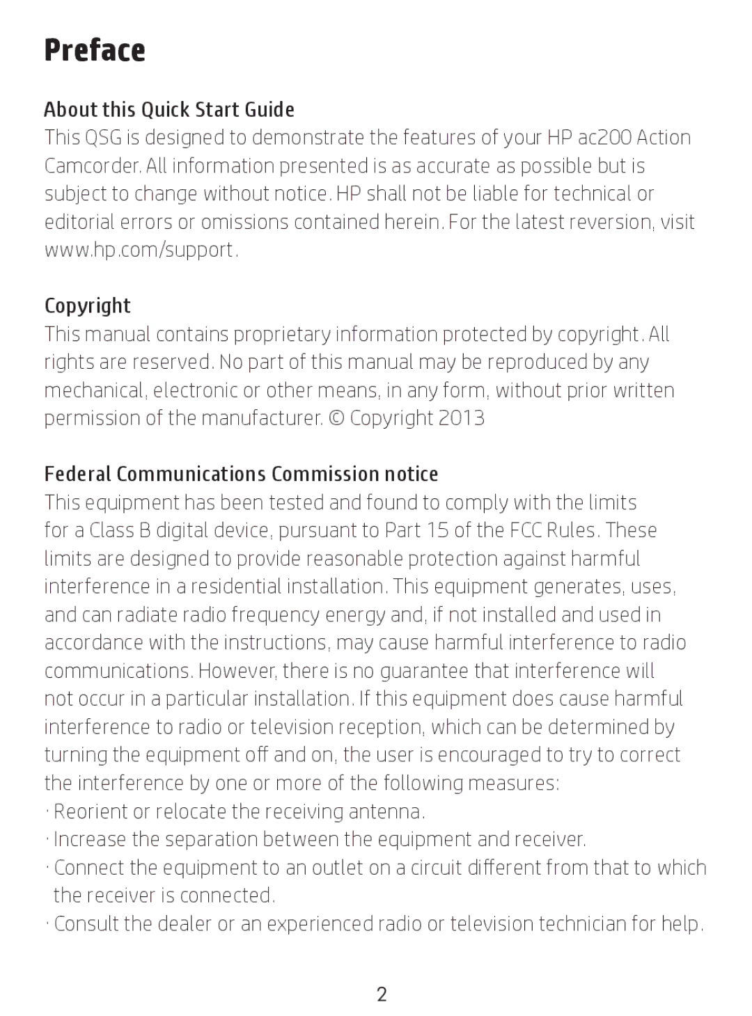 HP AC200 manual Preface 