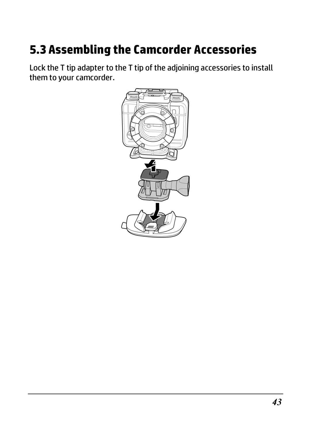 HP ac200w Action Camera manual Assembling the Camcorder Accessories 