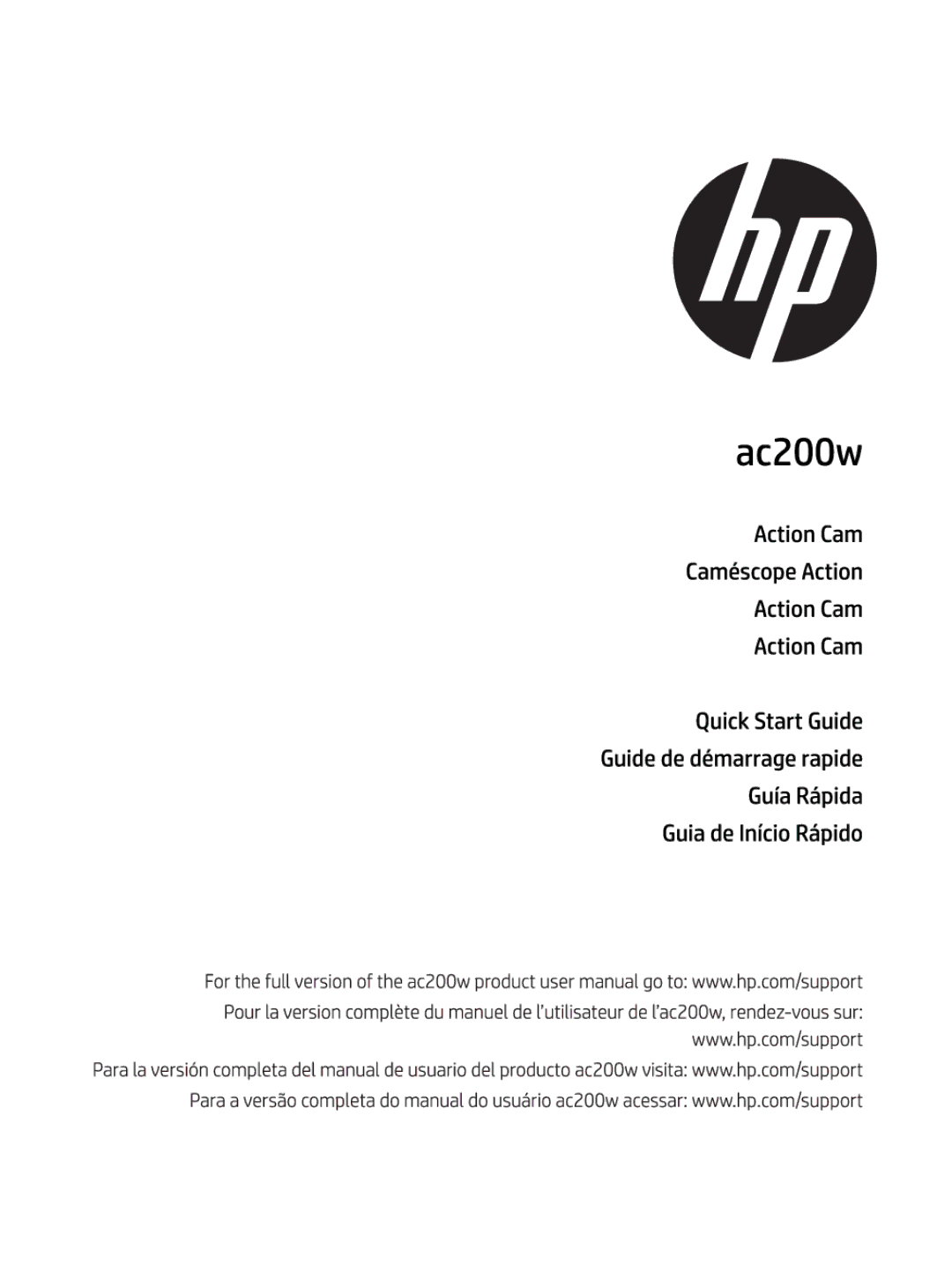 HP ac200w Action Camera manual 