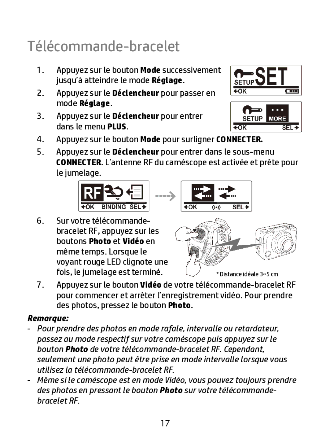 HP ac200w Action Camera manual Télécommande-bracelet, Fois, le jumelage est terminé 