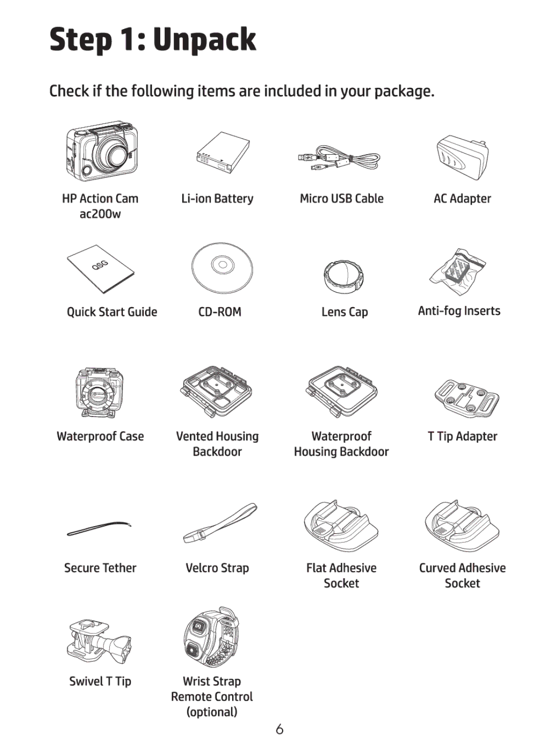 HP ac200w Action Camera manual 