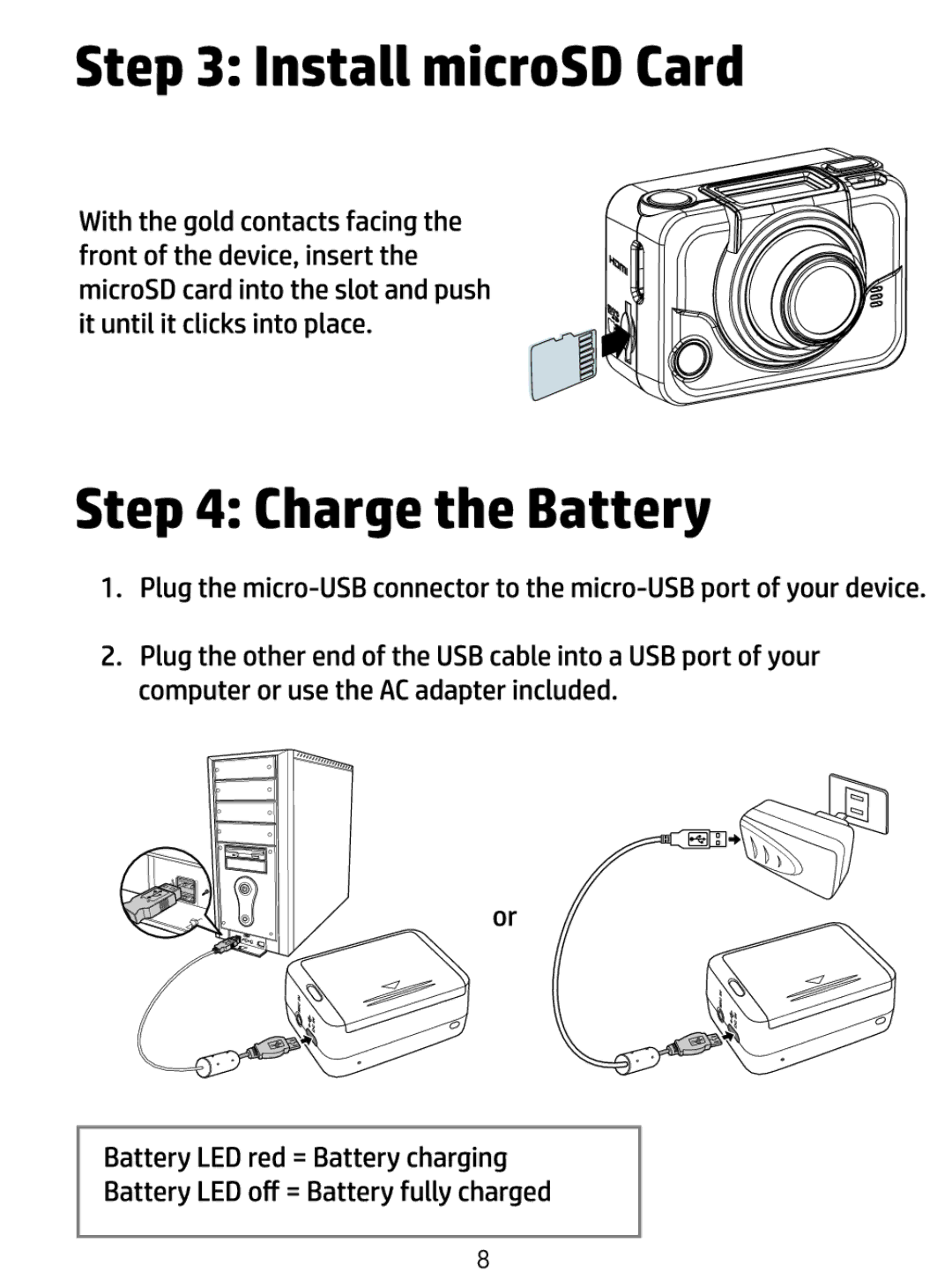 HP ac200w Action Camera manual 