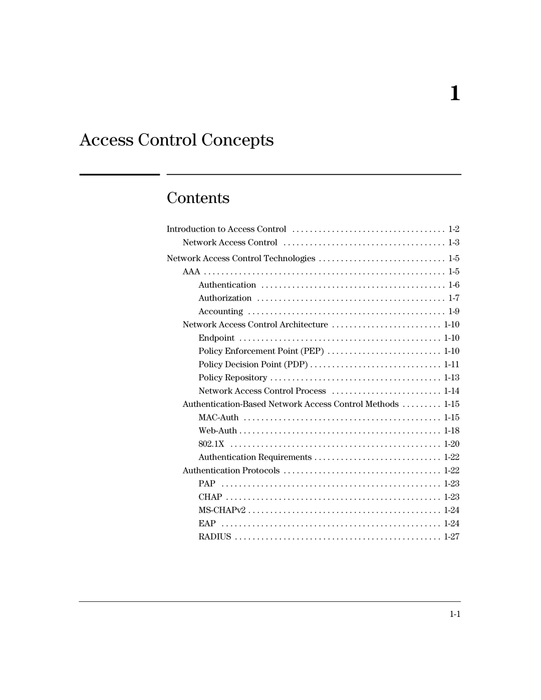 HP Access Control Client Software manual Access Control Concepts, Contents 