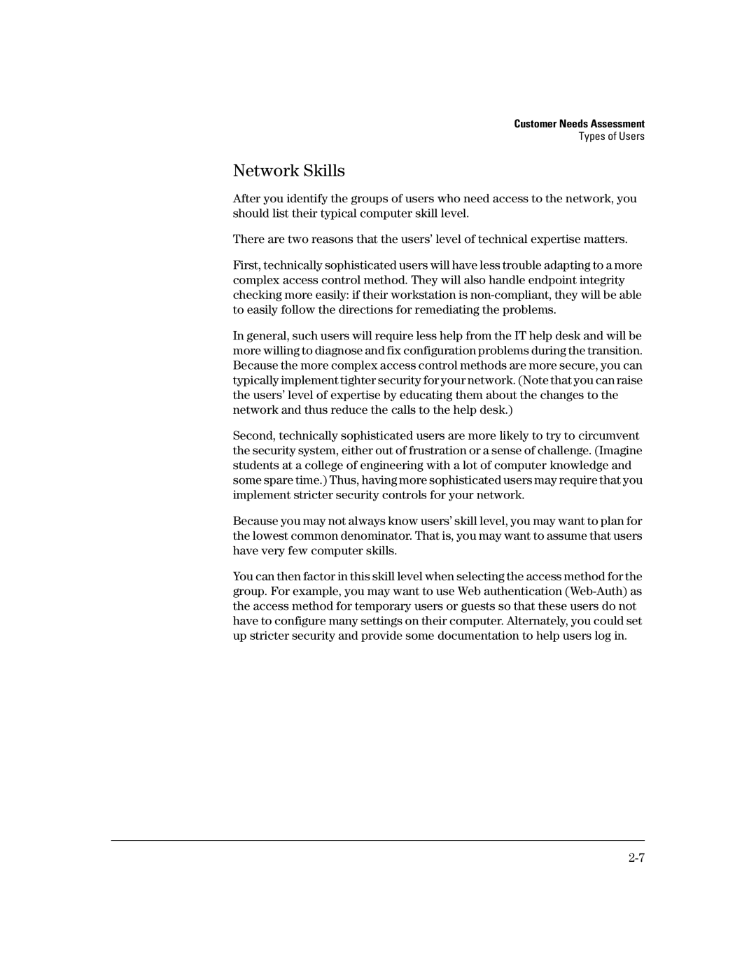 HP Access Control Client Software manual Network Skills 