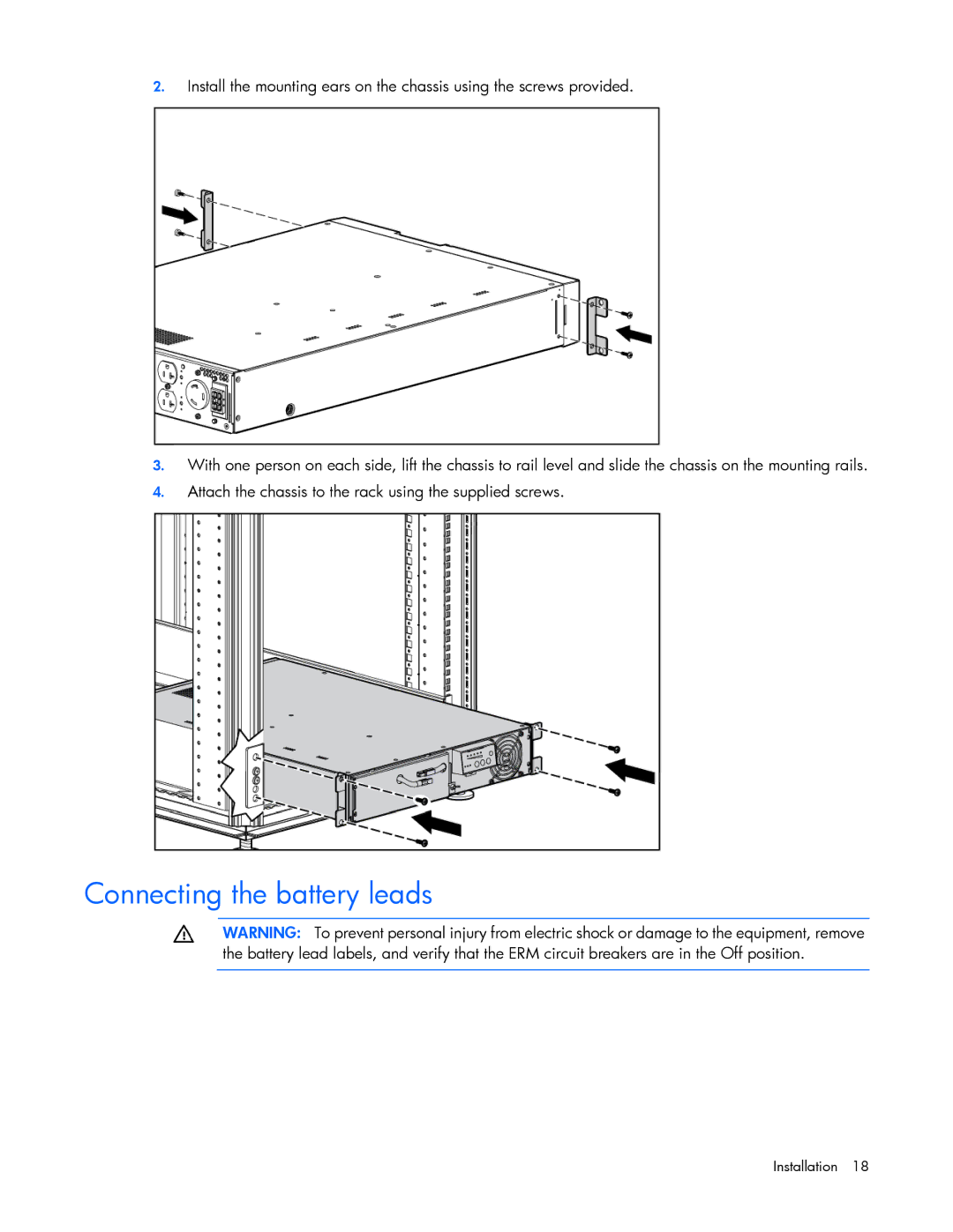 HP Accessory 651176-002 manual Connecting the battery leads 