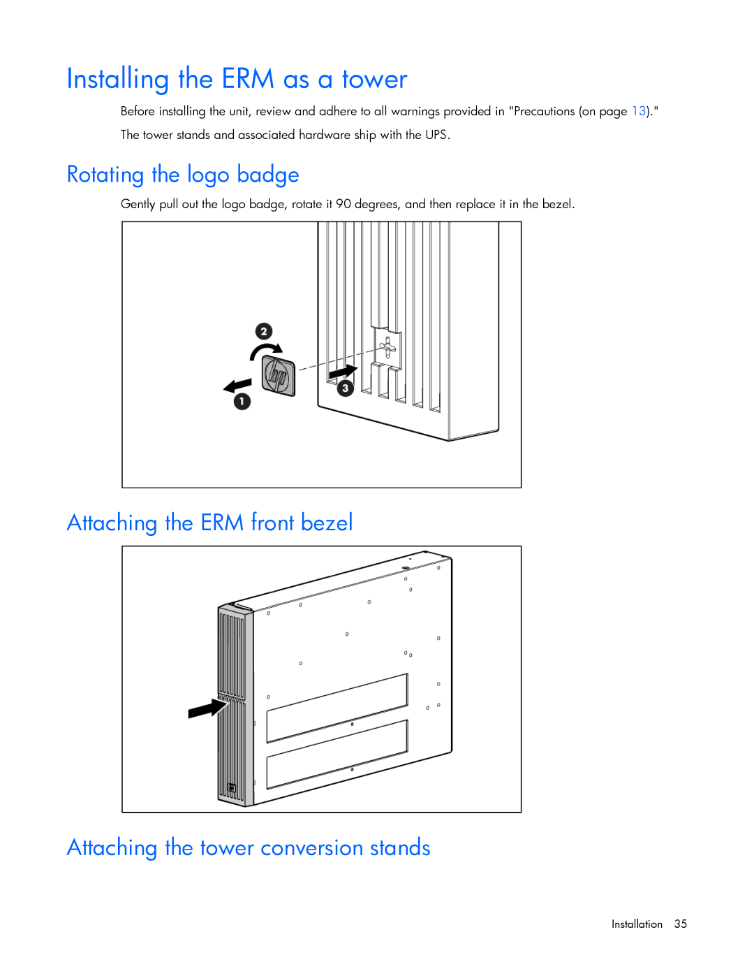 HP Accessory 651176-002 manual Installing the ERM as a tower 