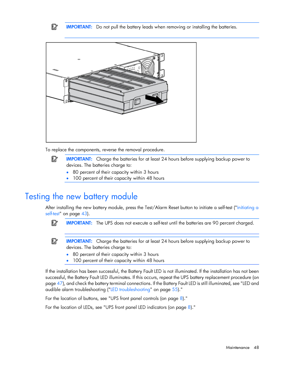 HP Accessory 651176-002 manual Testing the new battery module 