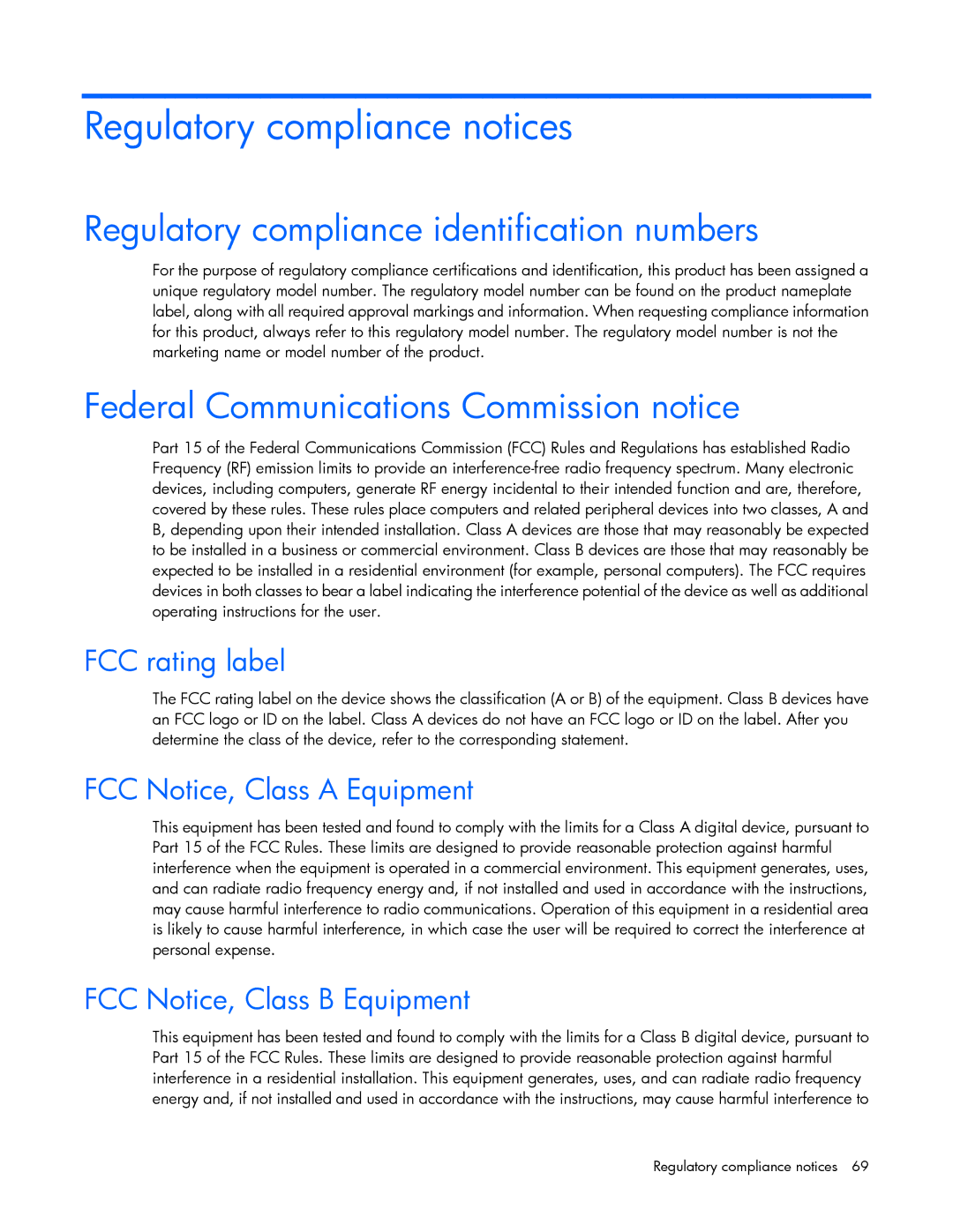 HP Accessory 651176-002 manual Regulatory compliance notices, Regulatory compliance identification numbers 