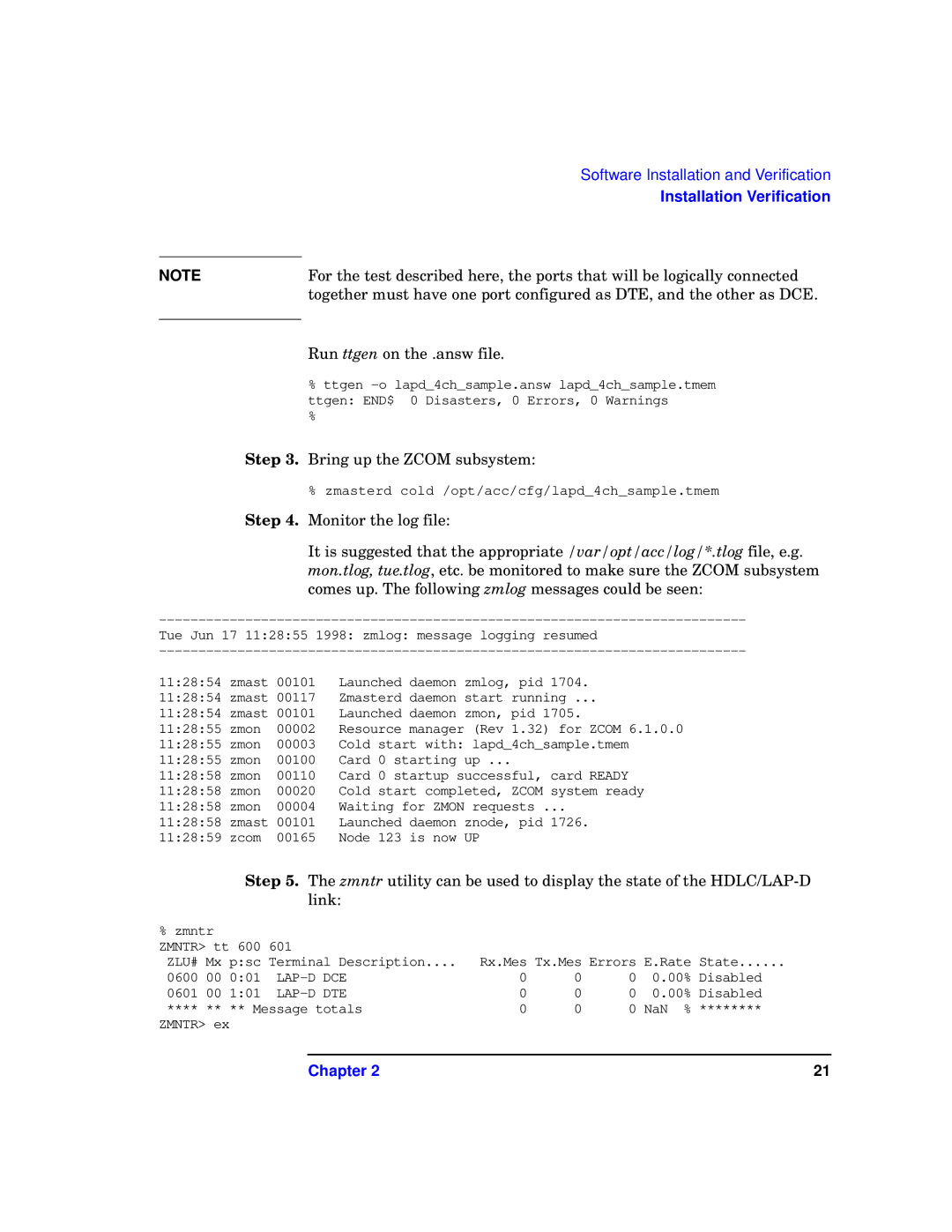 HP Advanced Communications Controllers (ACC) manual Bring up the Zcom subsystem 