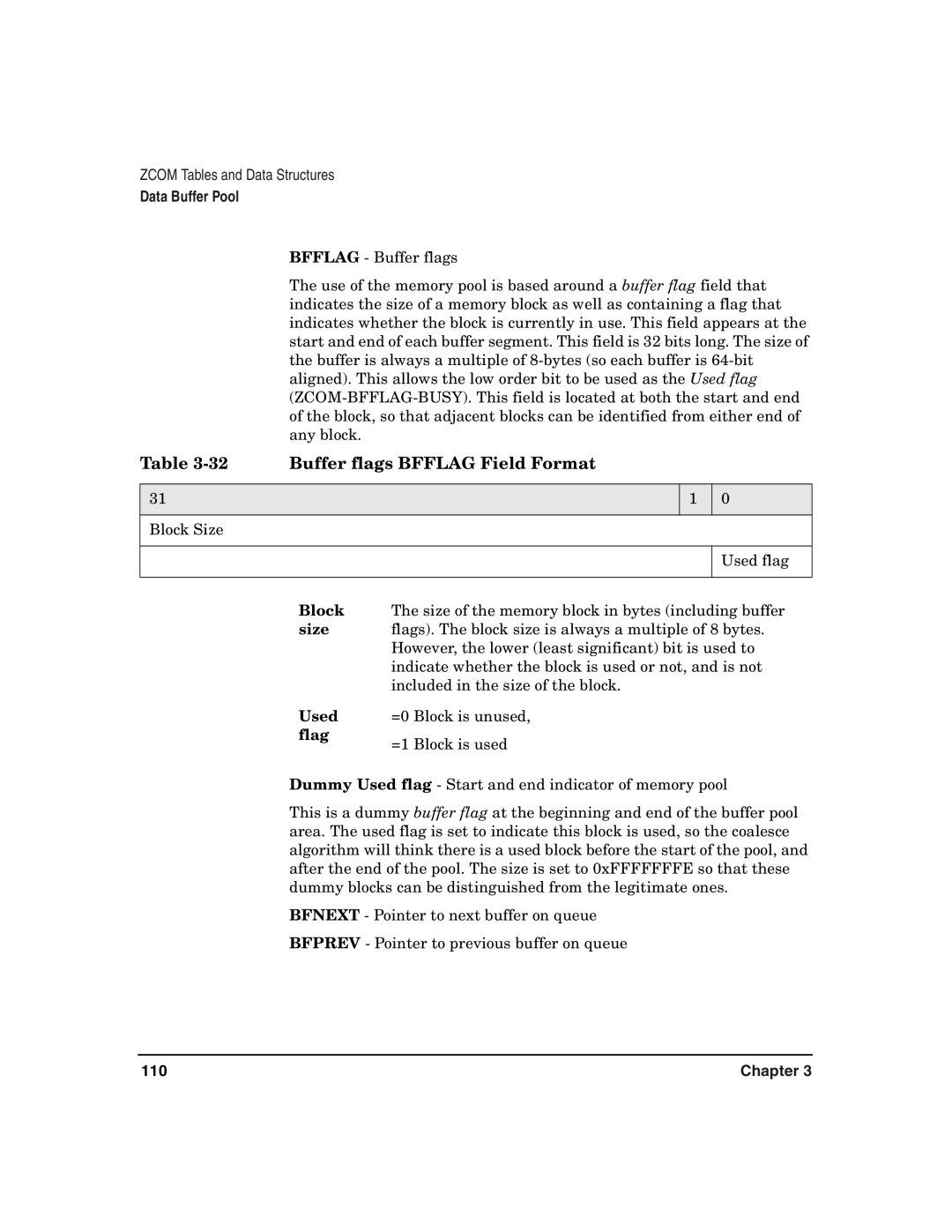 HP Advanced Communications Controllers (ACC) manual Buffer flags Bfflag Field Format, Flag 