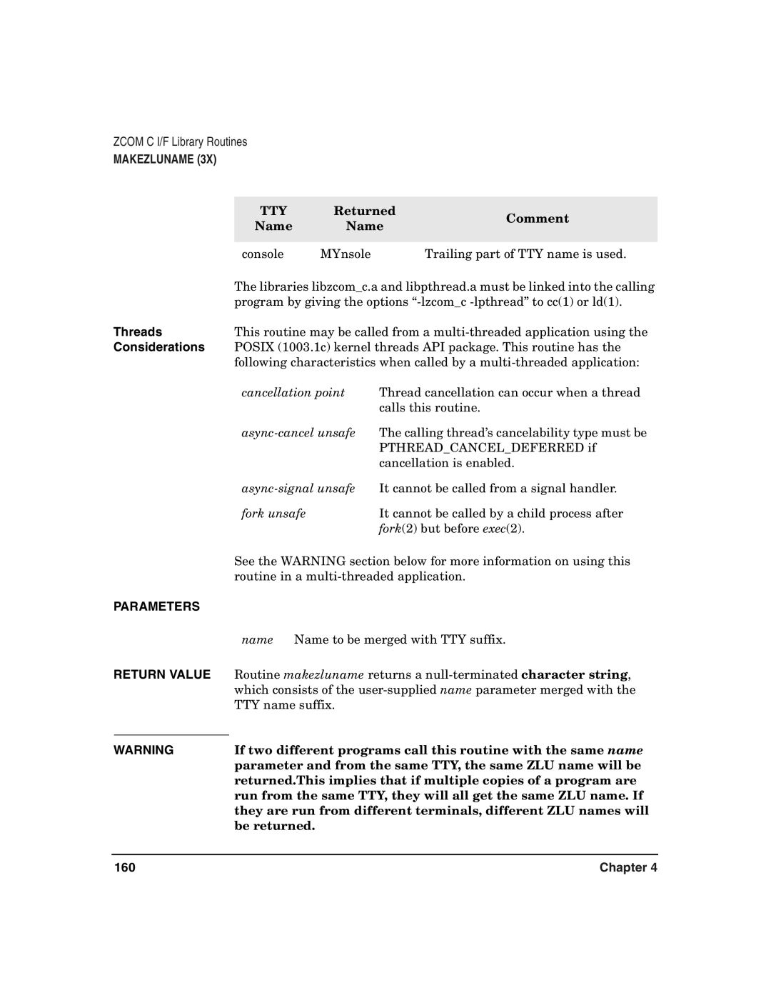 HP Advanced Communications Controllers (ACC) manual Parameter and from the same TTY, the same ZLU name will be, Be returned 