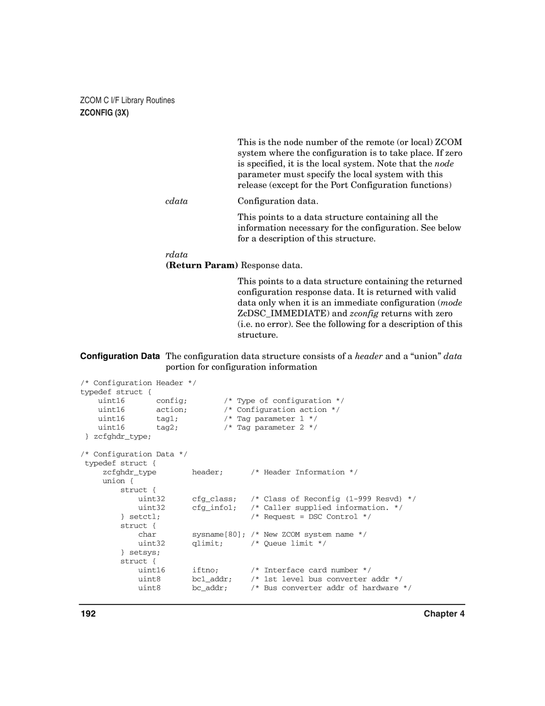 HP Advanced Communications Controllers (ACC) manual Cdata, Rdata, Return Param Response data 