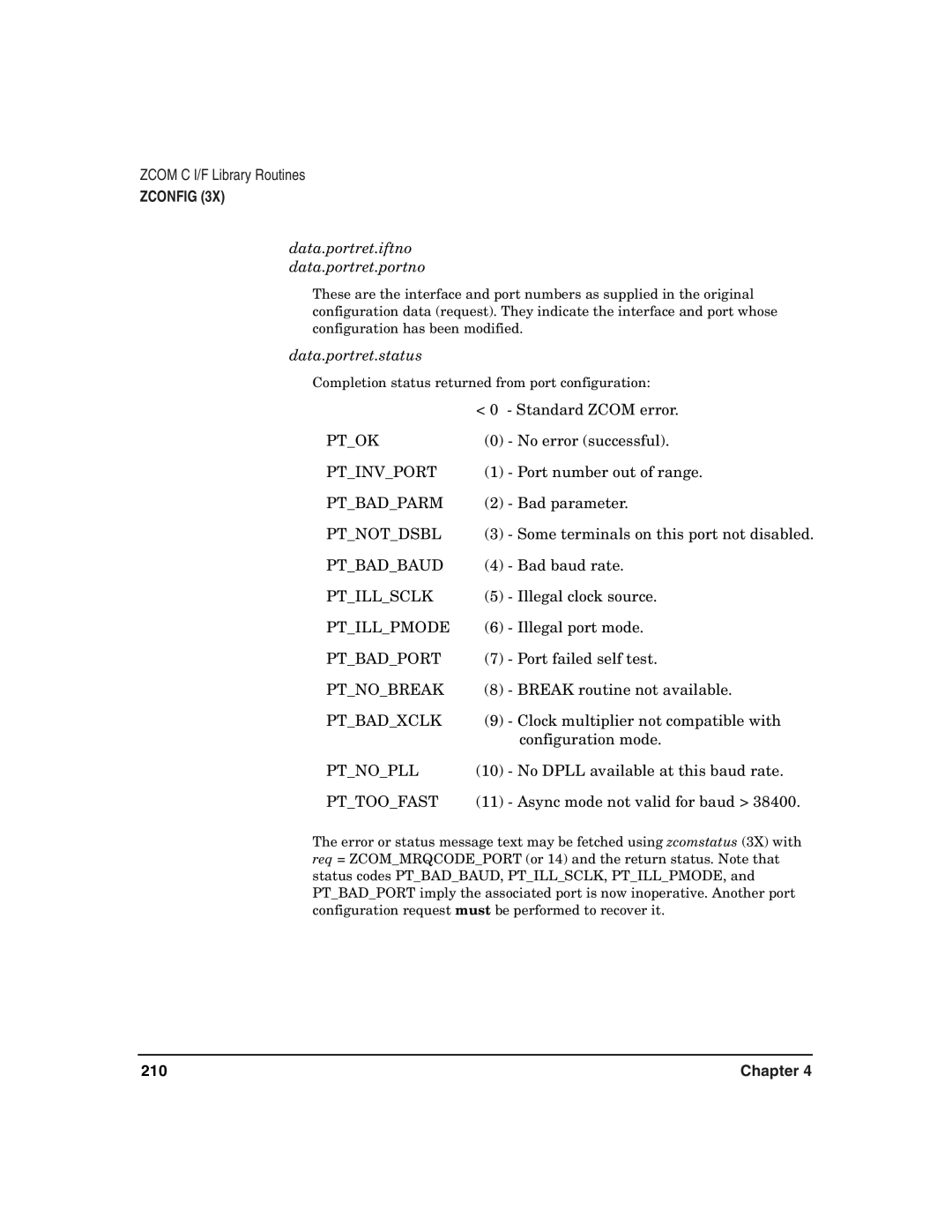 HP Advanced Communications Controllers (ACC) manual Data.portret.iftno Data.portret.portno, Data.portret.status 