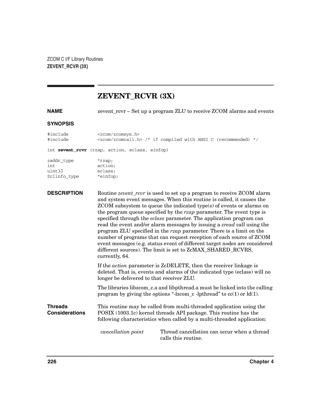 HP Advanced Communications Controllers (ACC) manual Zeventrcvr, Cancellation point 