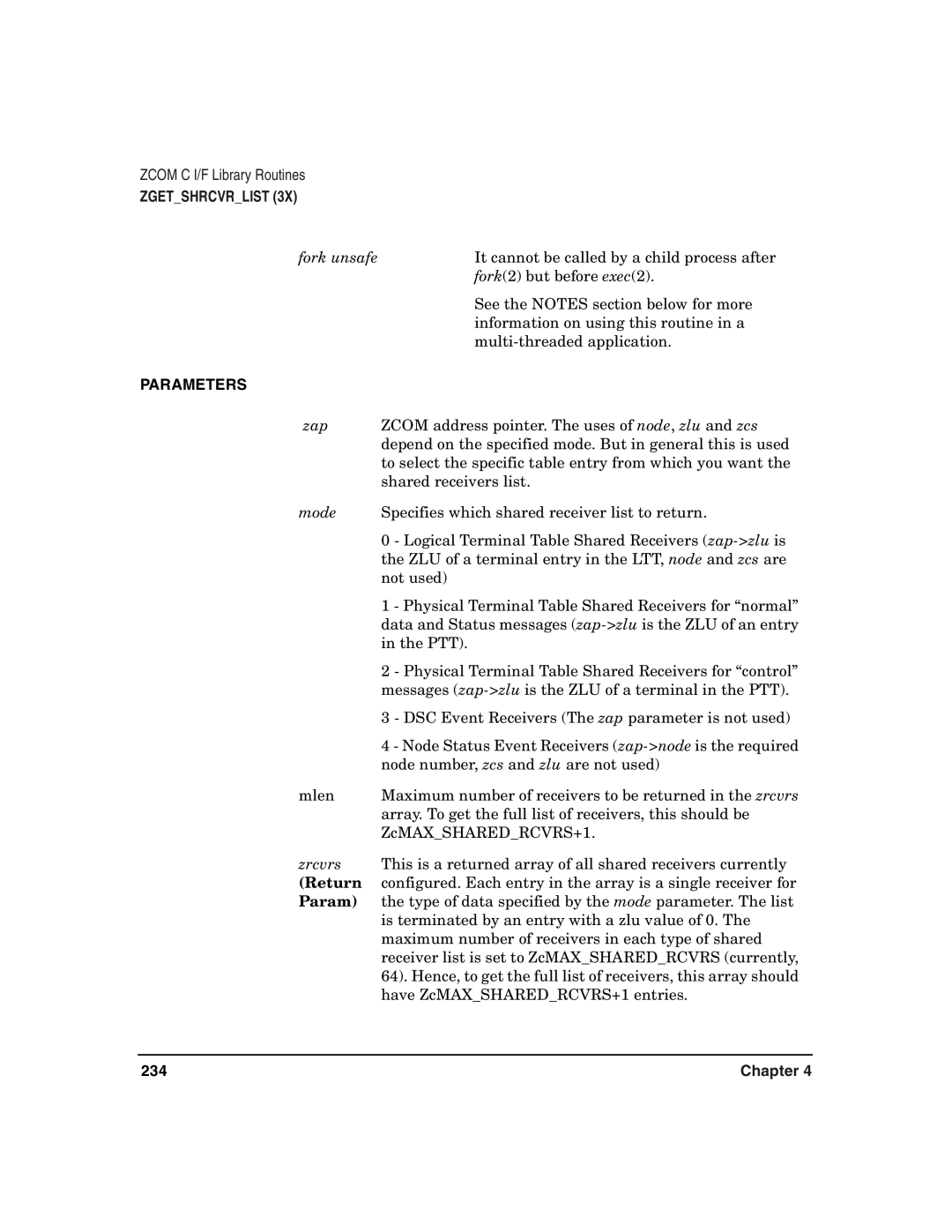 HP Advanced Communications Controllers (ACC) manual Type of data specified by the mode parameter. The list 