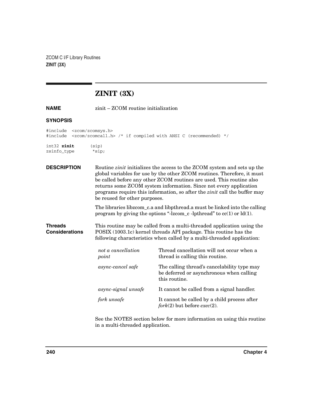 HP Advanced Communications Controllers (ACC) manual Zinit, Not a cancellation 