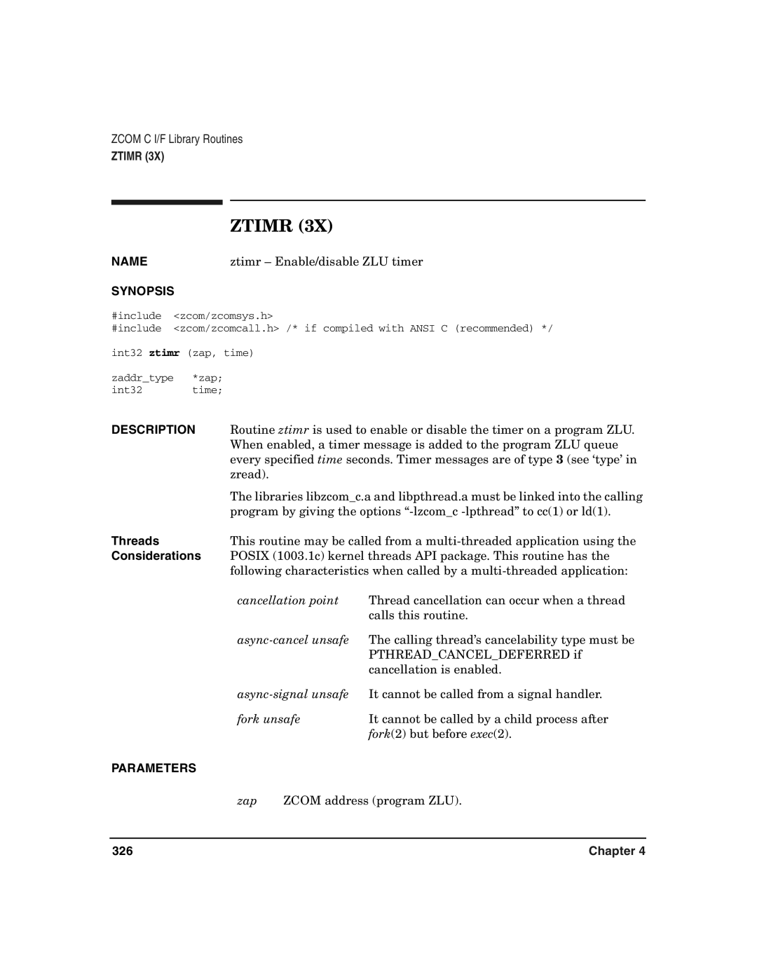 HP Advanced Communications Controllers (ACC) manual Ztimr, Cancellation point 