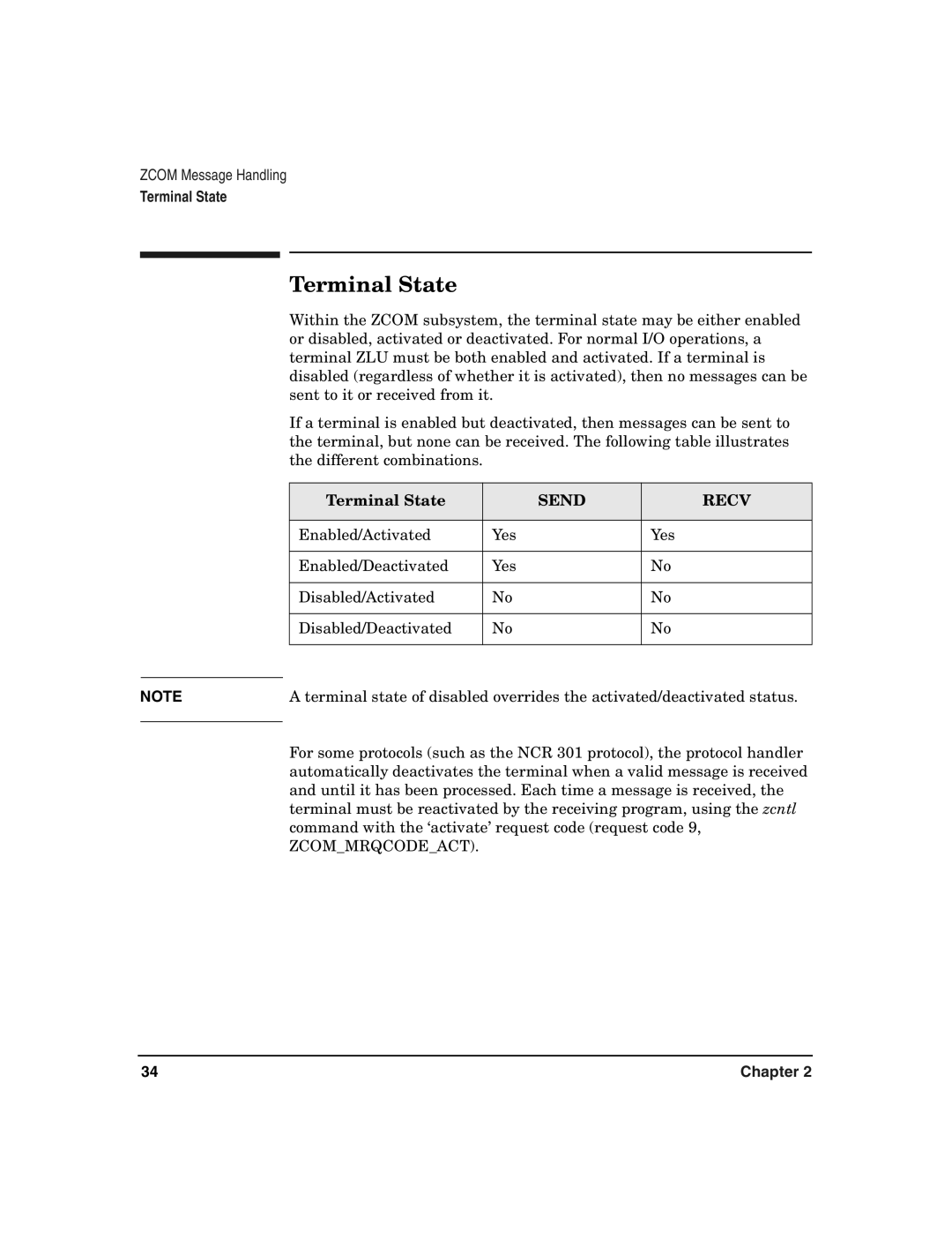 HP Advanced Communications Controllers (ACC) manual Terminal State 