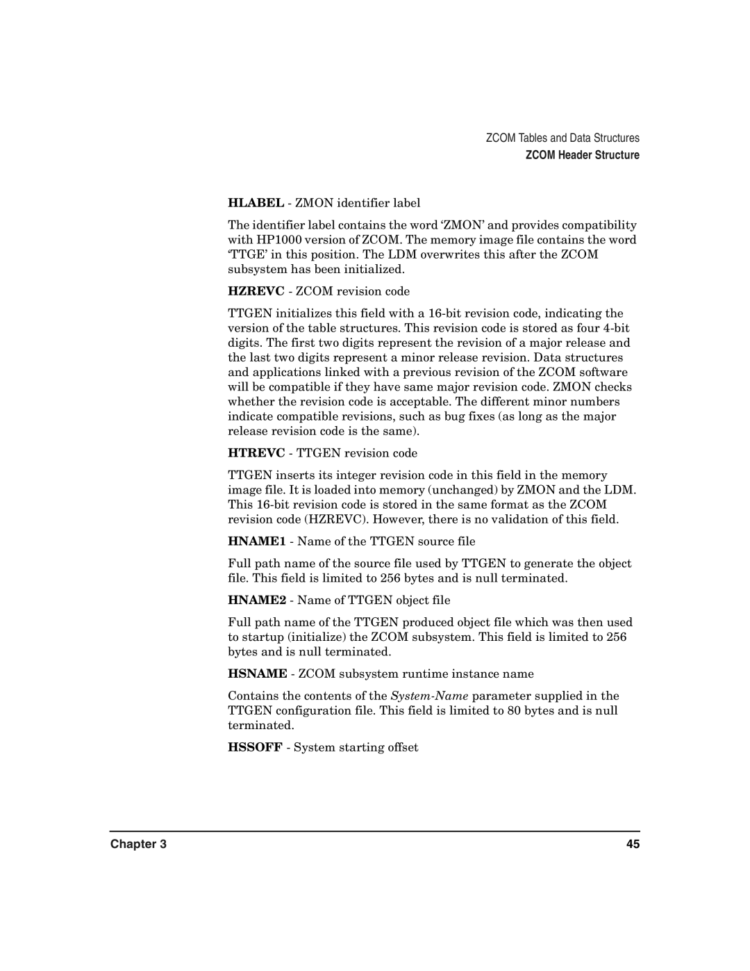 HP Advanced Communications Controllers (ACC) manual Zcom Header Structure 